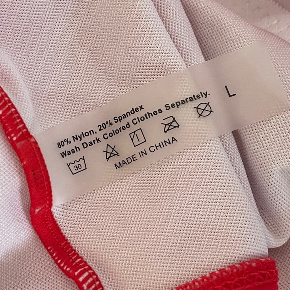 Cherry Red Women's One Piece Ruffle Bathing Suit Large - Picture 4 of 9